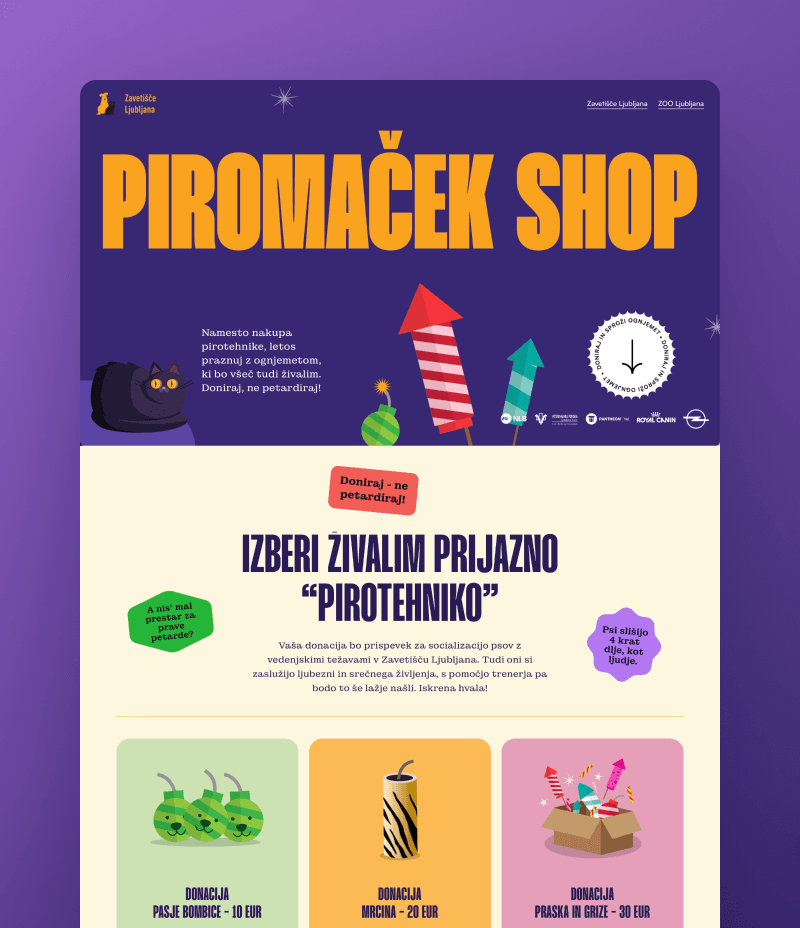 Spletna stran kampanje Piromaček [Dobrodelno]